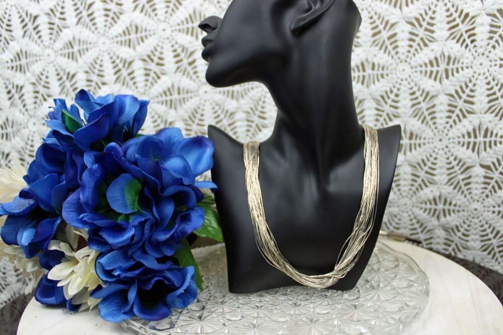 50 Strand Liquid Silver Necklace